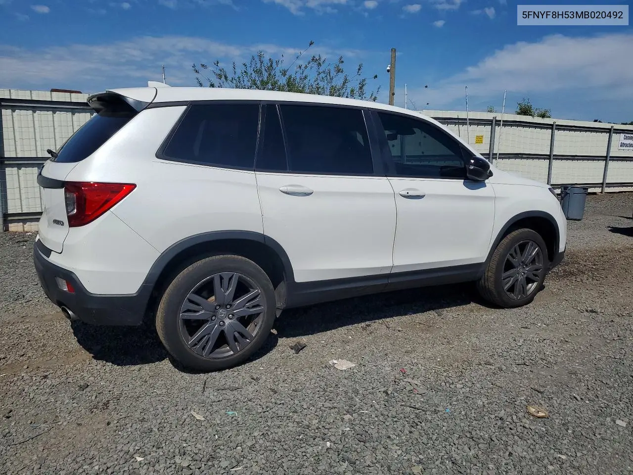 2021 Honda Passport Exl VIN: 5FNYF8H53MB020492 Lot: 58894466