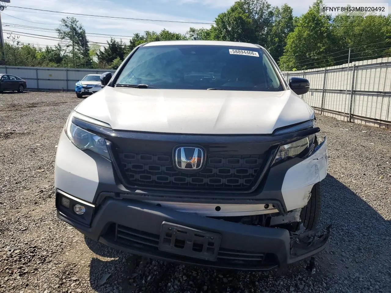 2021 Honda Passport Exl VIN: 5FNYF8H53MB020492 Lot: 58894466