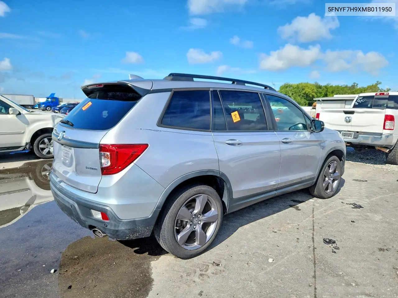 2021 Honda Passport Touring VIN: 5FNYF7H9XMB011950 Lot: 59590416