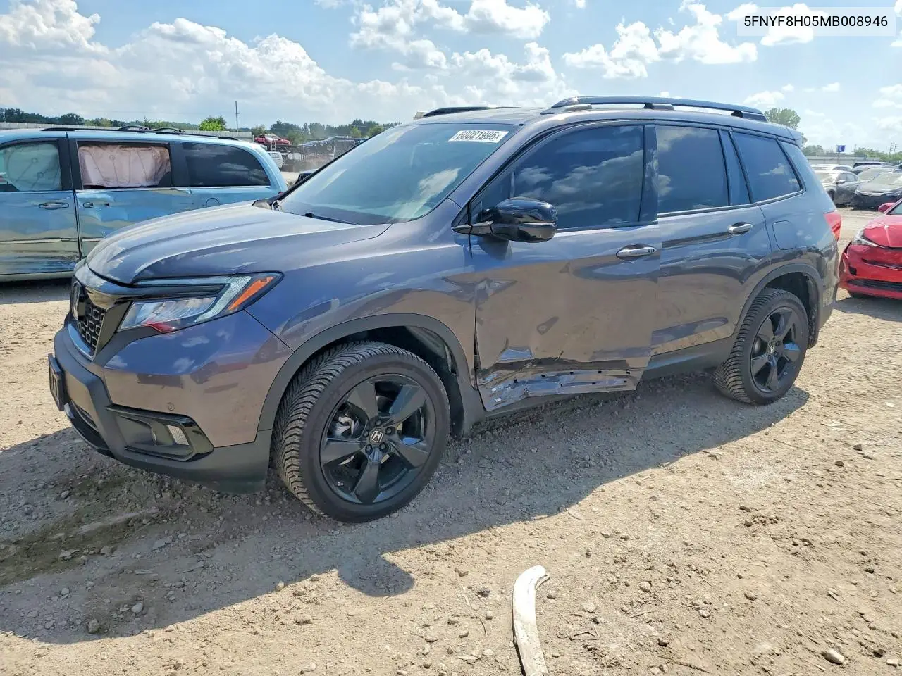 2021 Honda Passport Elite VIN: 5FNYF8H05MB008946 Lot: 60021996