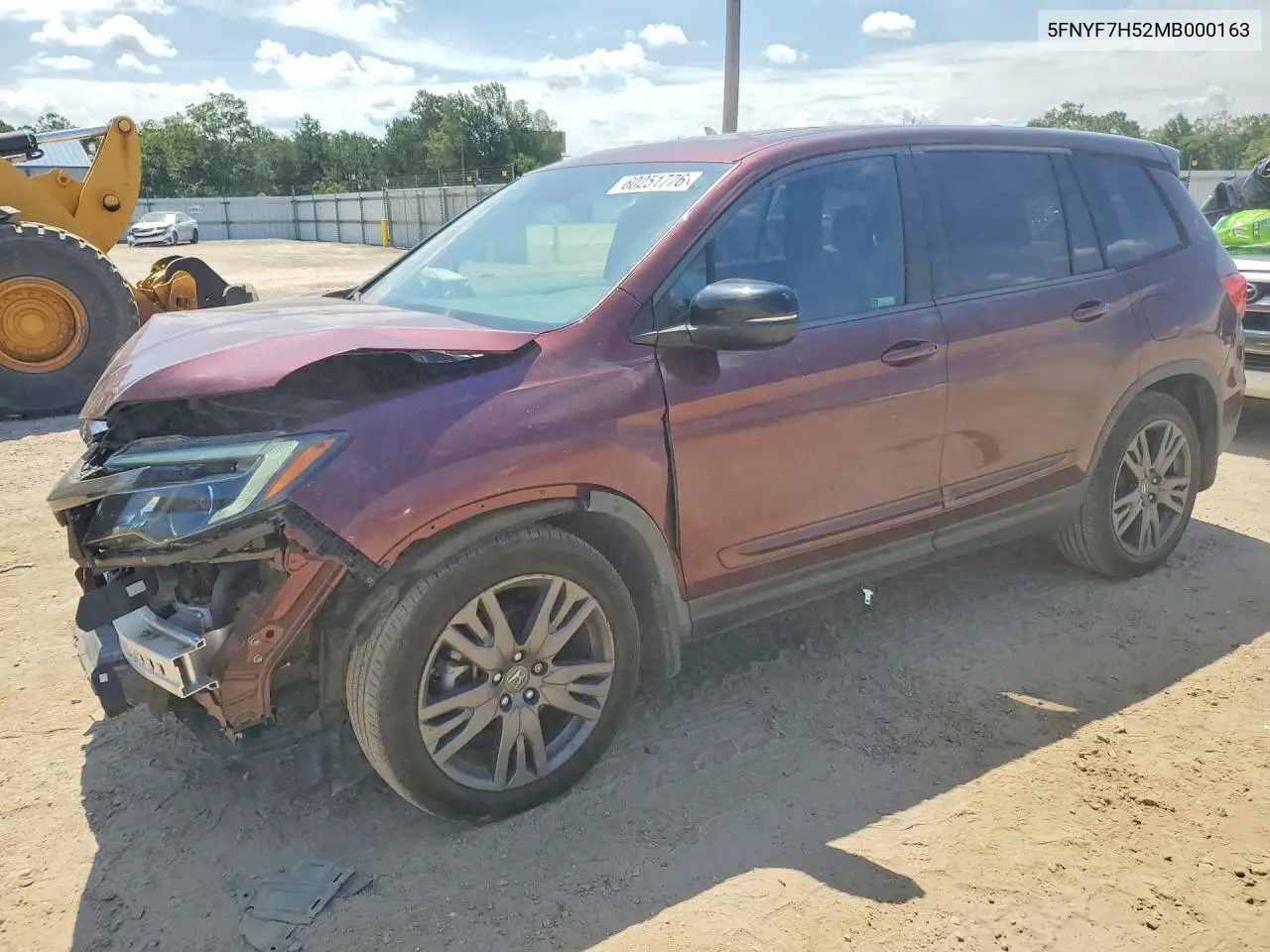 2021 Honda Passport Exl VIN: 5FNYF7H52MB000163 Lot: 60251776