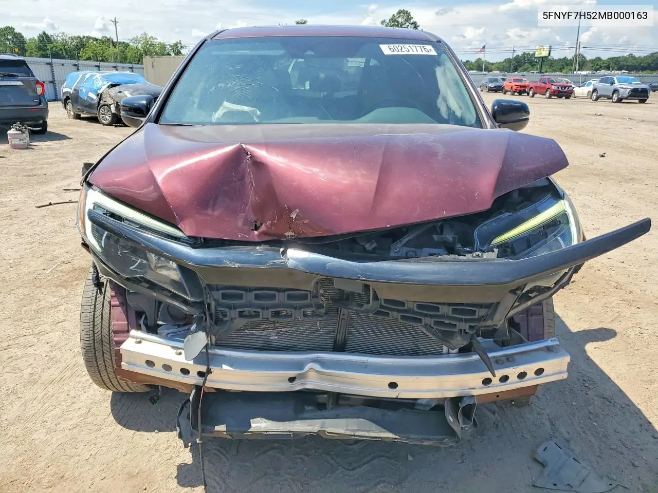 2021 Honda Passport Exl VIN: 5FNYF7H52MB000163 Lot: 60251776
