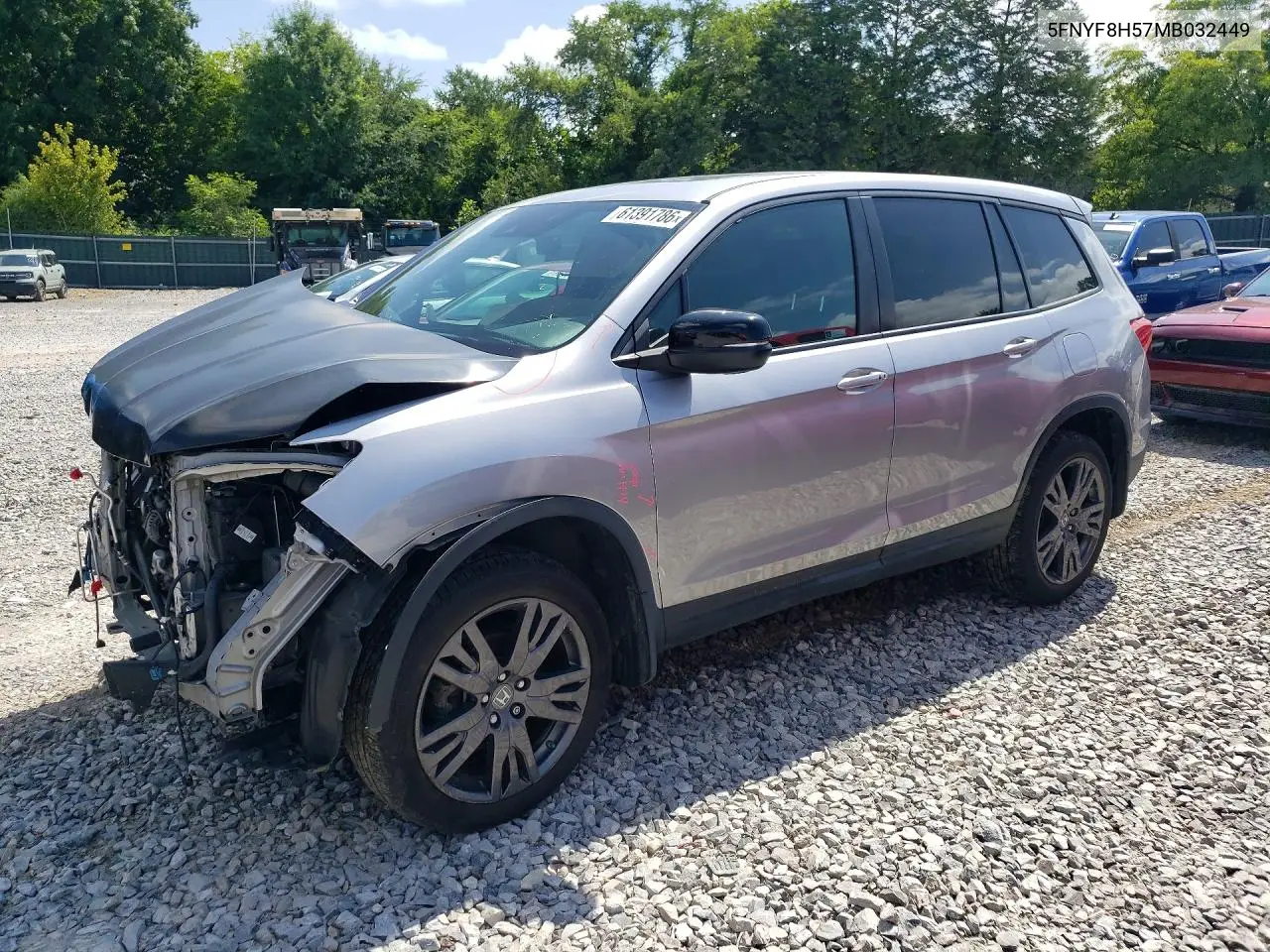 2021 Honda Passport Exl VIN: 5FNYF8H57MB032449 Lot: 61391786