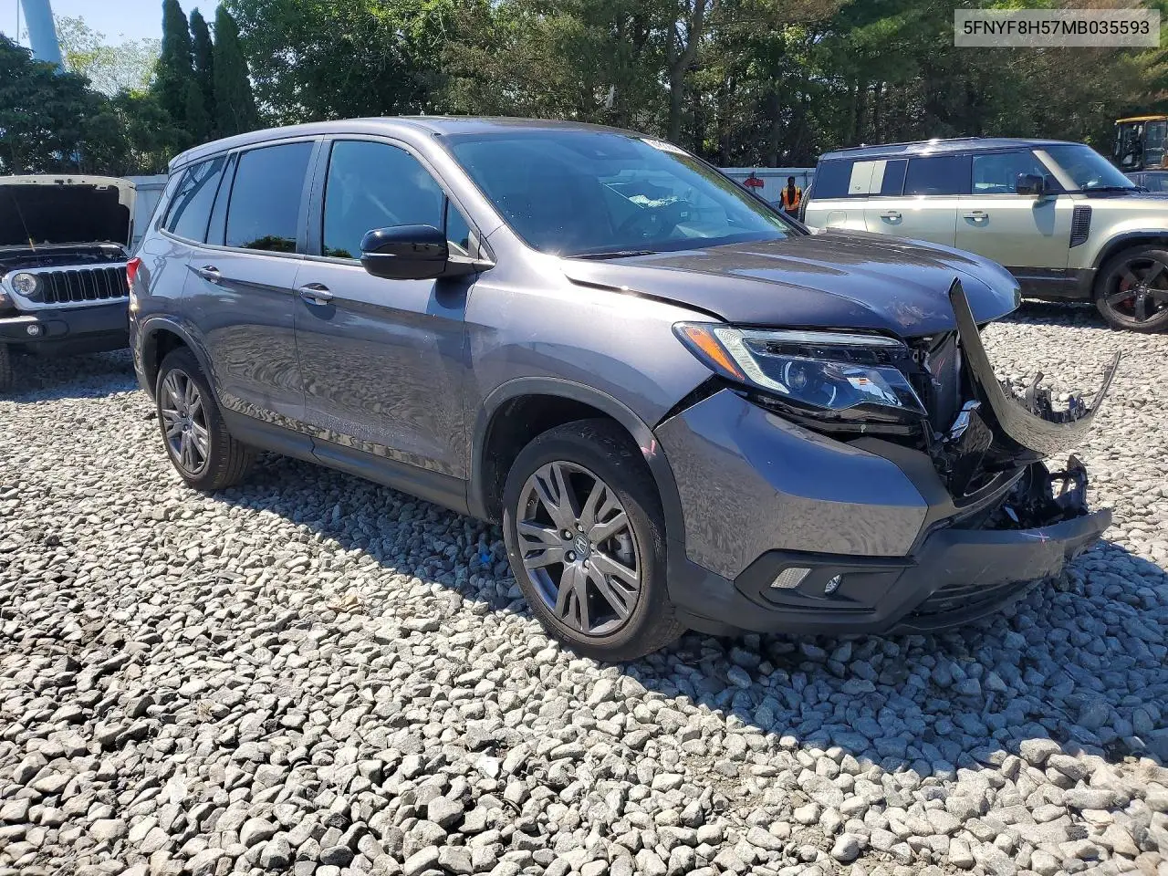2021 Honda Passport Exl VIN: 5FNYF8H57MB035593 Lot: 61882646