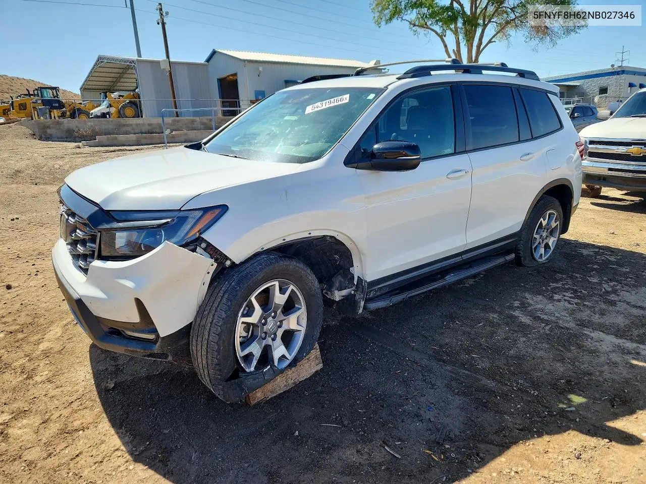 2022 Honda Passport Trail Sport VIN: 5FNYF8H62NB027346 Lot: 54319466