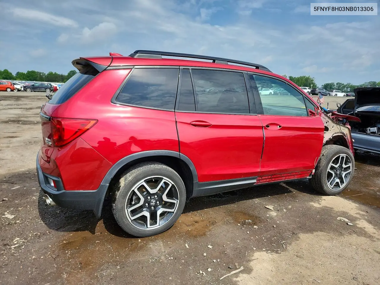 2022 Honda Passport Elite VIN: 5FNYF8H03NB013306 Lot: 56223916
