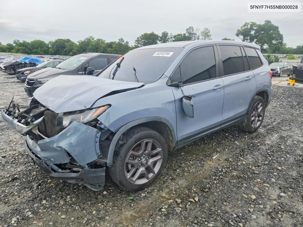 2022 Honda Passport Exl VIN: 5FNYF7H55NB000028 Lot: 56593296