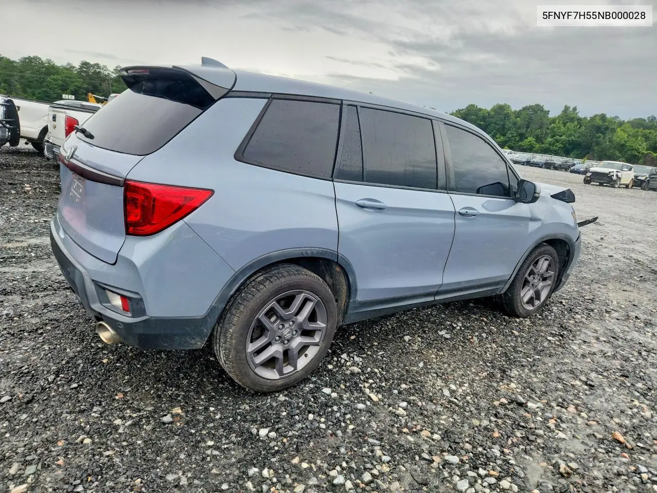 2022 Honda Passport Exl VIN: 5FNYF7H55NB000028 Lot: 56593296