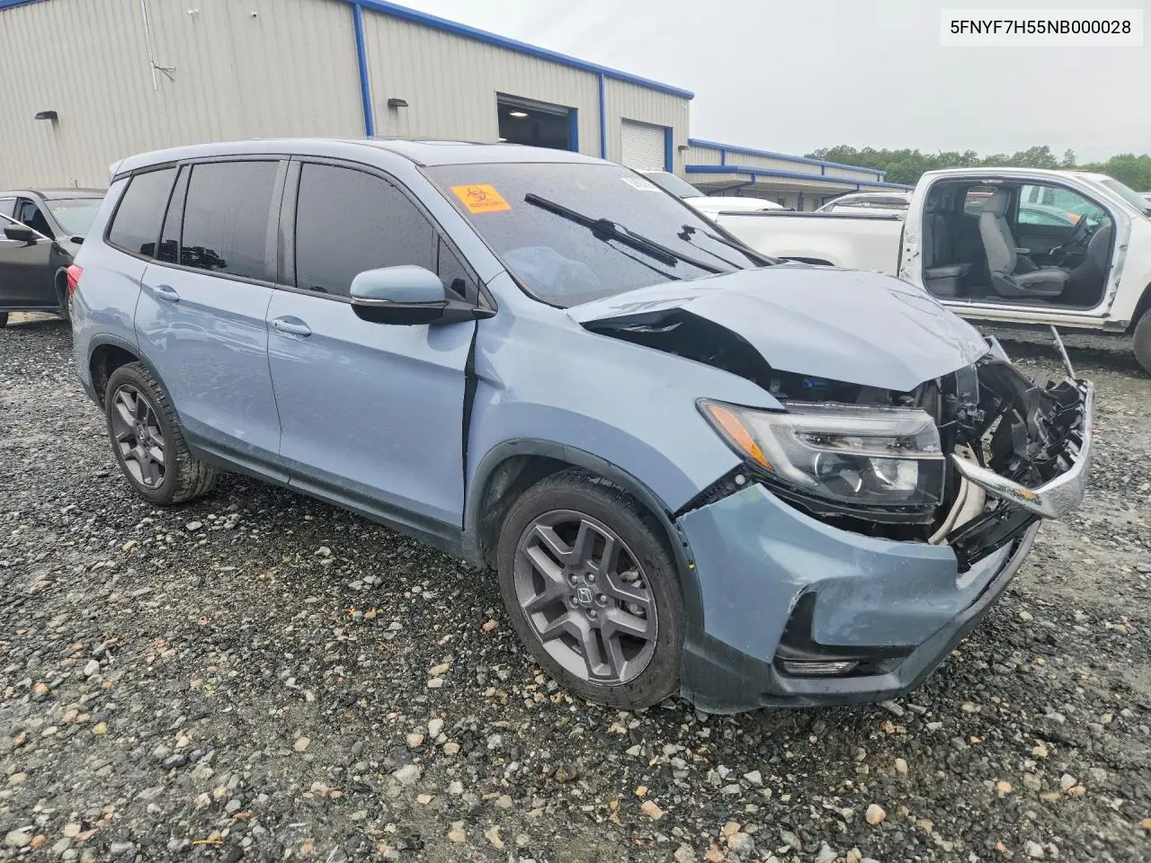 2022 Honda Passport Exl VIN: 5FNYF7H55NB000028 Lot: 56593296