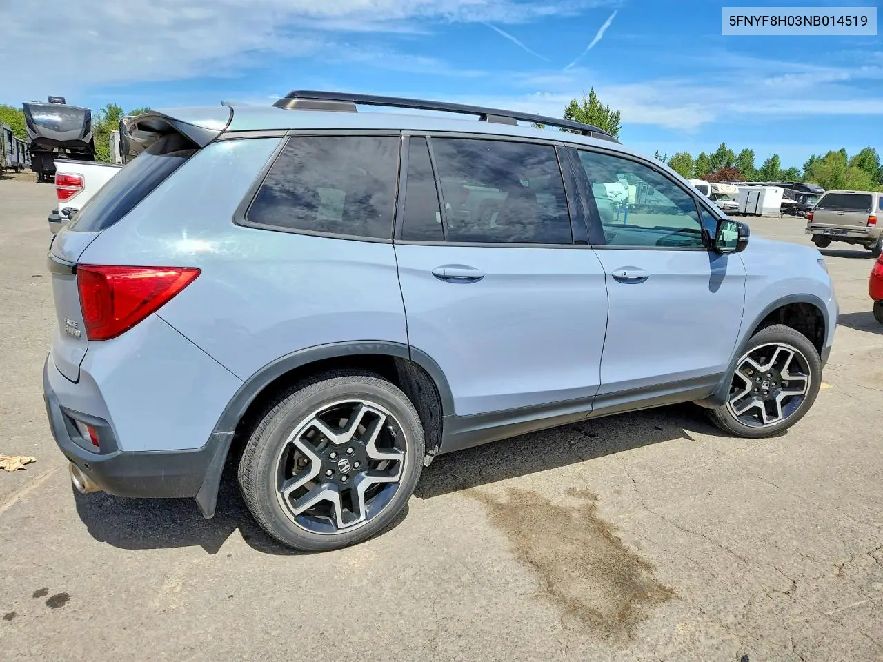 2022 Honda Passport Elite VIN: 5FNYF8H03NB014519 Lot: 57245426