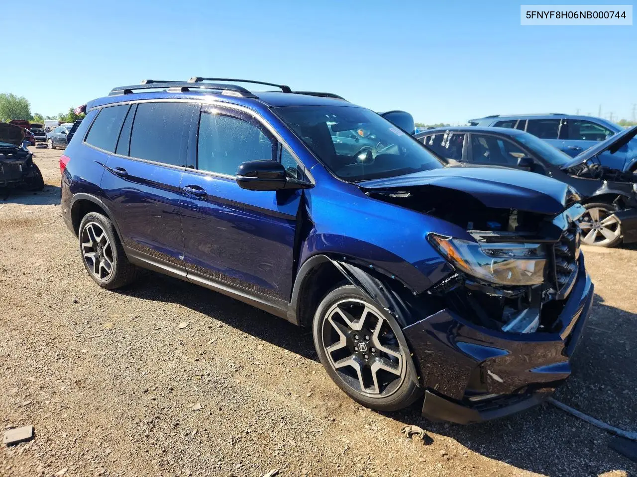 2022 Honda Passport Elite VIN: 5FNYF8H06NB000744 Lot: 57307036