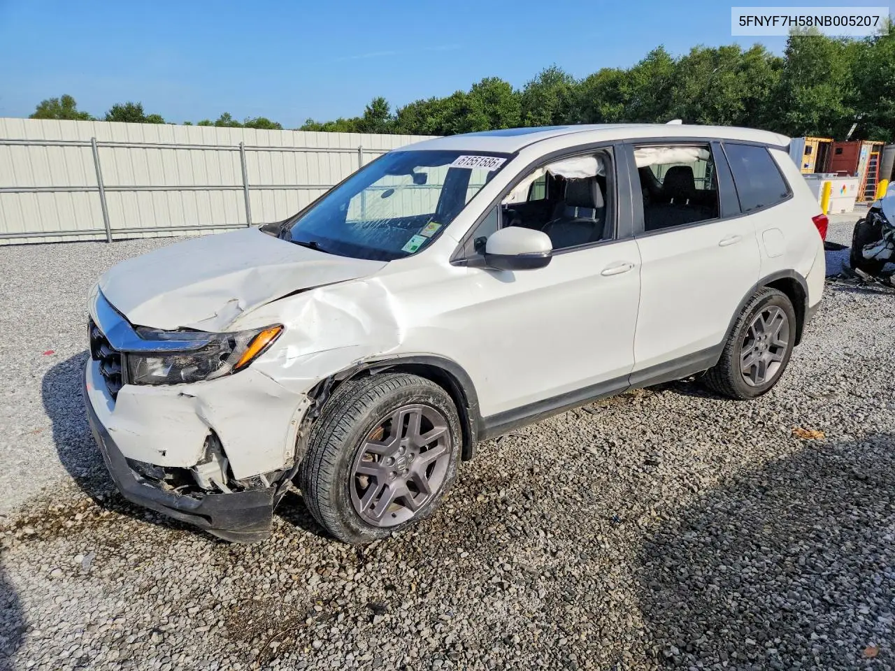 2022 Honda Passport Exl VIN: 5FNYF7H58NB005207 Lot: 61551586