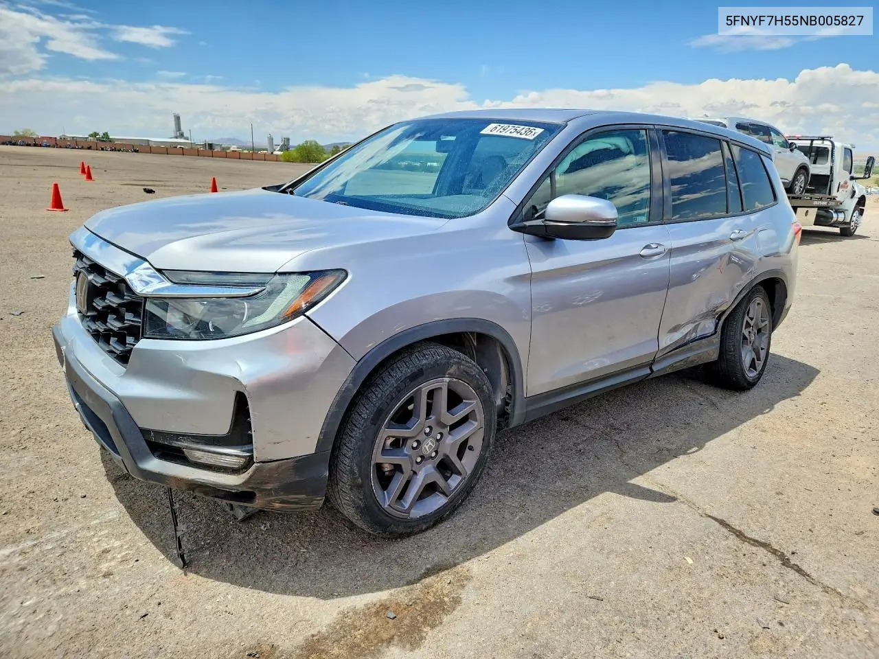 2022 Honda Passport Exl VIN: 5FNYF7H55NB005827 Lot: 61975436