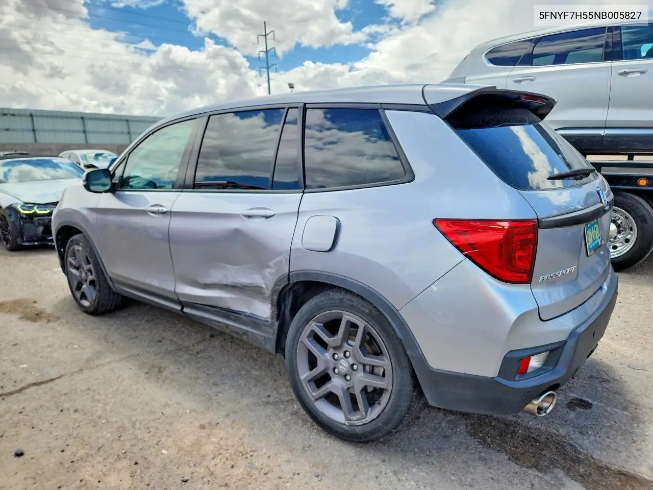 2022 Honda Passport Exl VIN: 5FNYF7H55NB005827 Lot: 61975436
