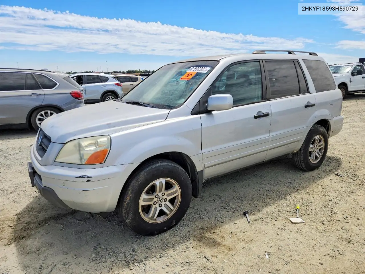 2003 Honda Pilot Exl VIN: 2HKYF18593H590729 Lot: 61890206