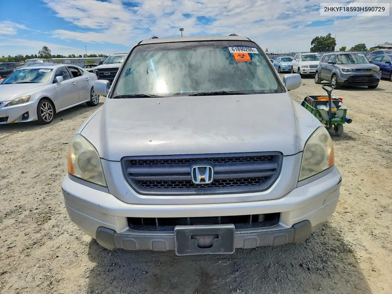 2003 Honda Pilot Exl VIN: 2HKYF18593H590729 Lot: 61890206