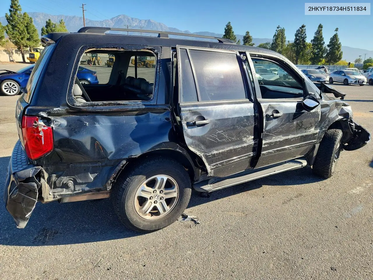 2004 Honda Pilot Exl VIN: 2HKYF18734H511834 Lot: 59875746