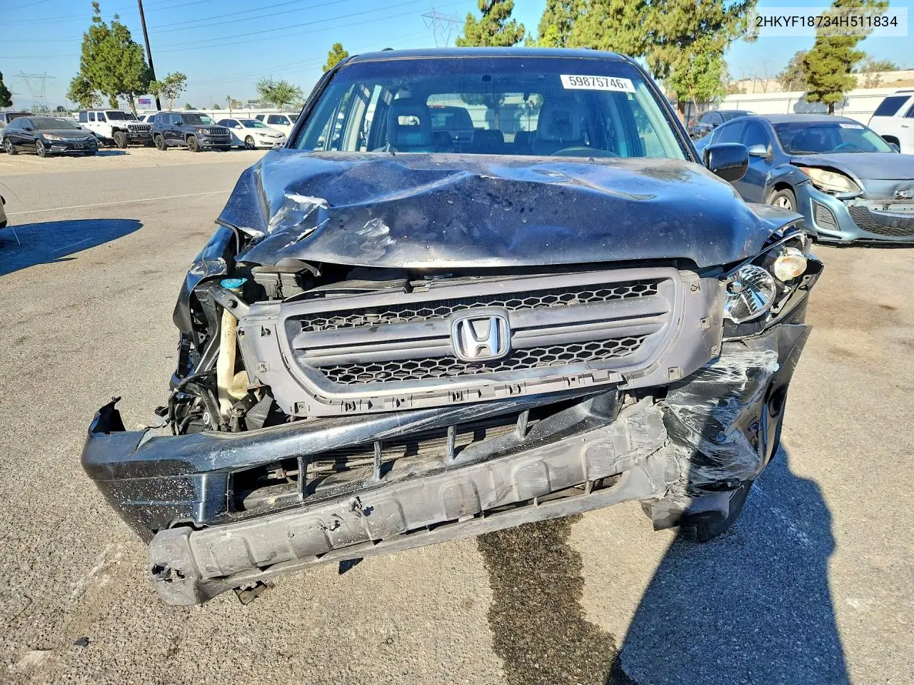 2004 Honda Pilot Exl VIN: 2HKYF18734H511834 Lot: 59875746