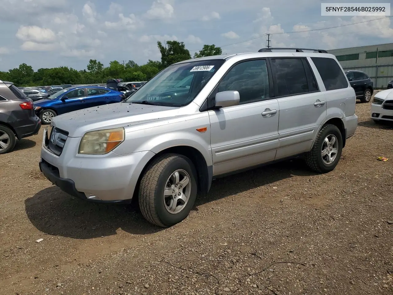 2006 Honda Pilot Ex VIN: 5FNYF28546B025992 Lot: 59812906
