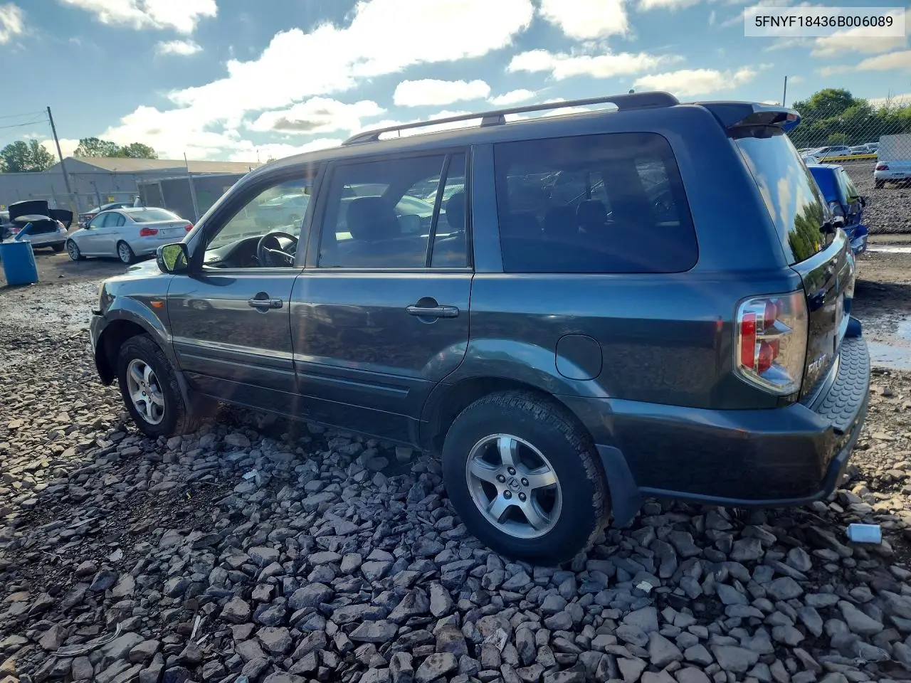 2006 Honda Pilot Ex VIN: 5FNYF18436B006089 Lot: 59822666