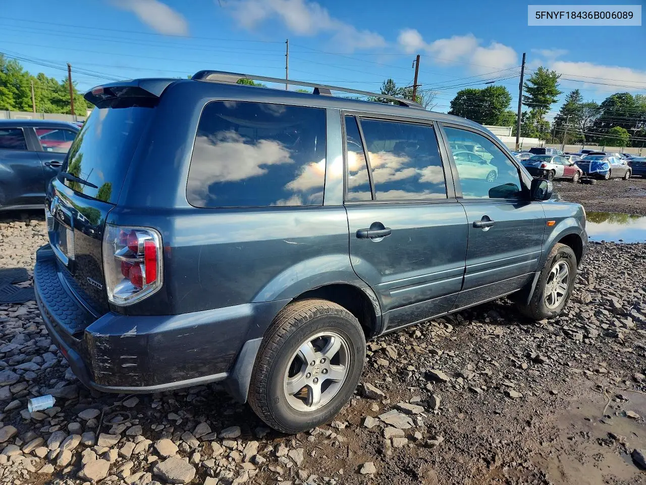 2006 Honda Pilot Ex VIN: 5FNYF18436B006089 Lot: 59822666