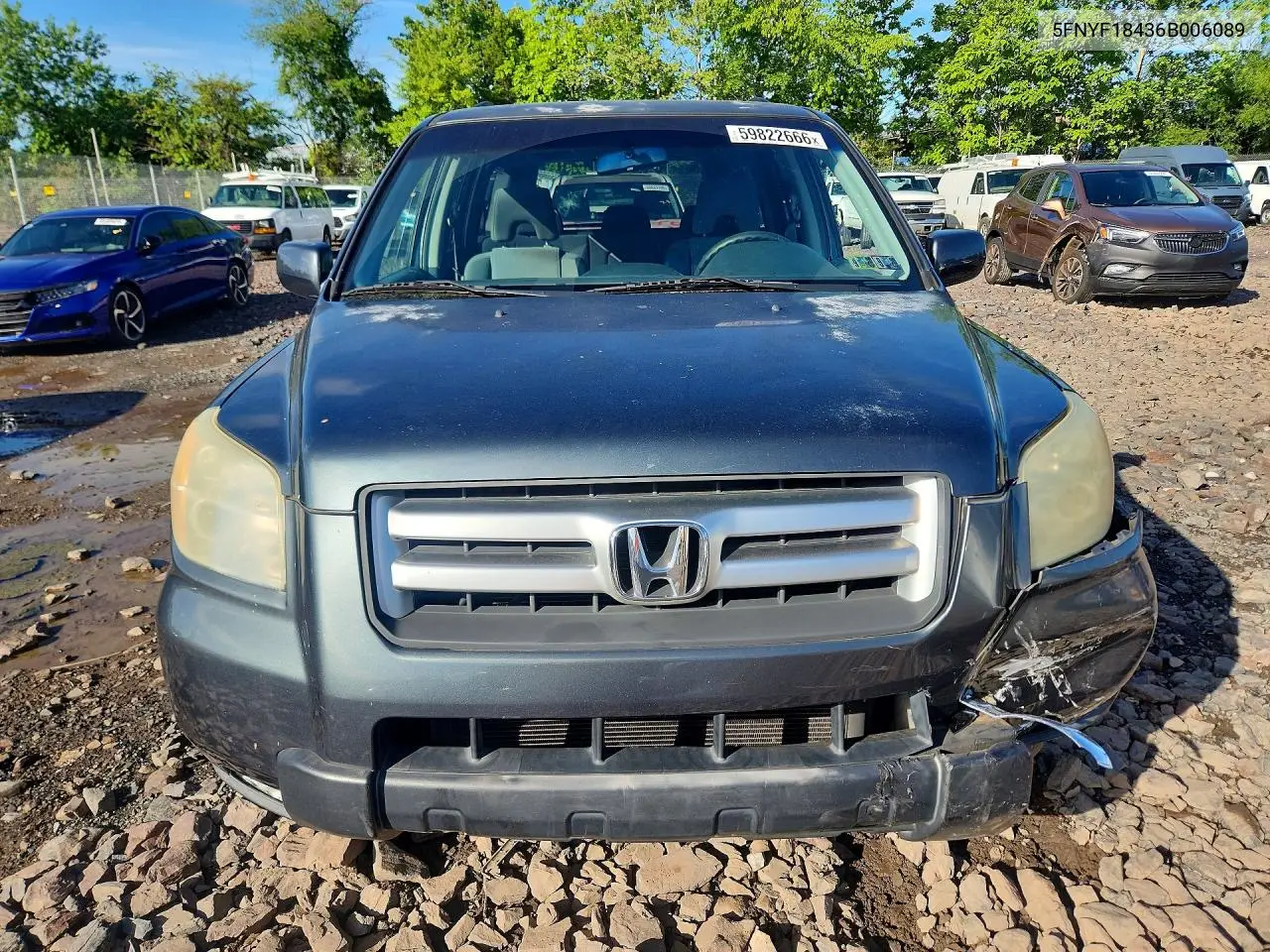 2006 Honda Pilot Ex VIN: 5FNYF18436B006089 Lot: 59822666