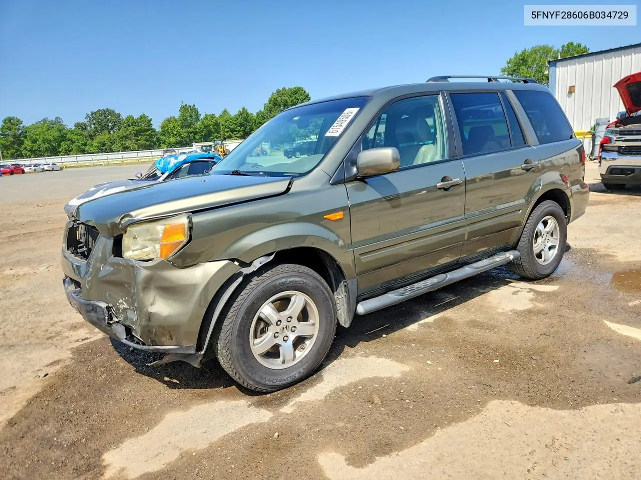 2006 Honda Pilot Ex VIN: 5FNYF28606B034729 Lot: 61549506