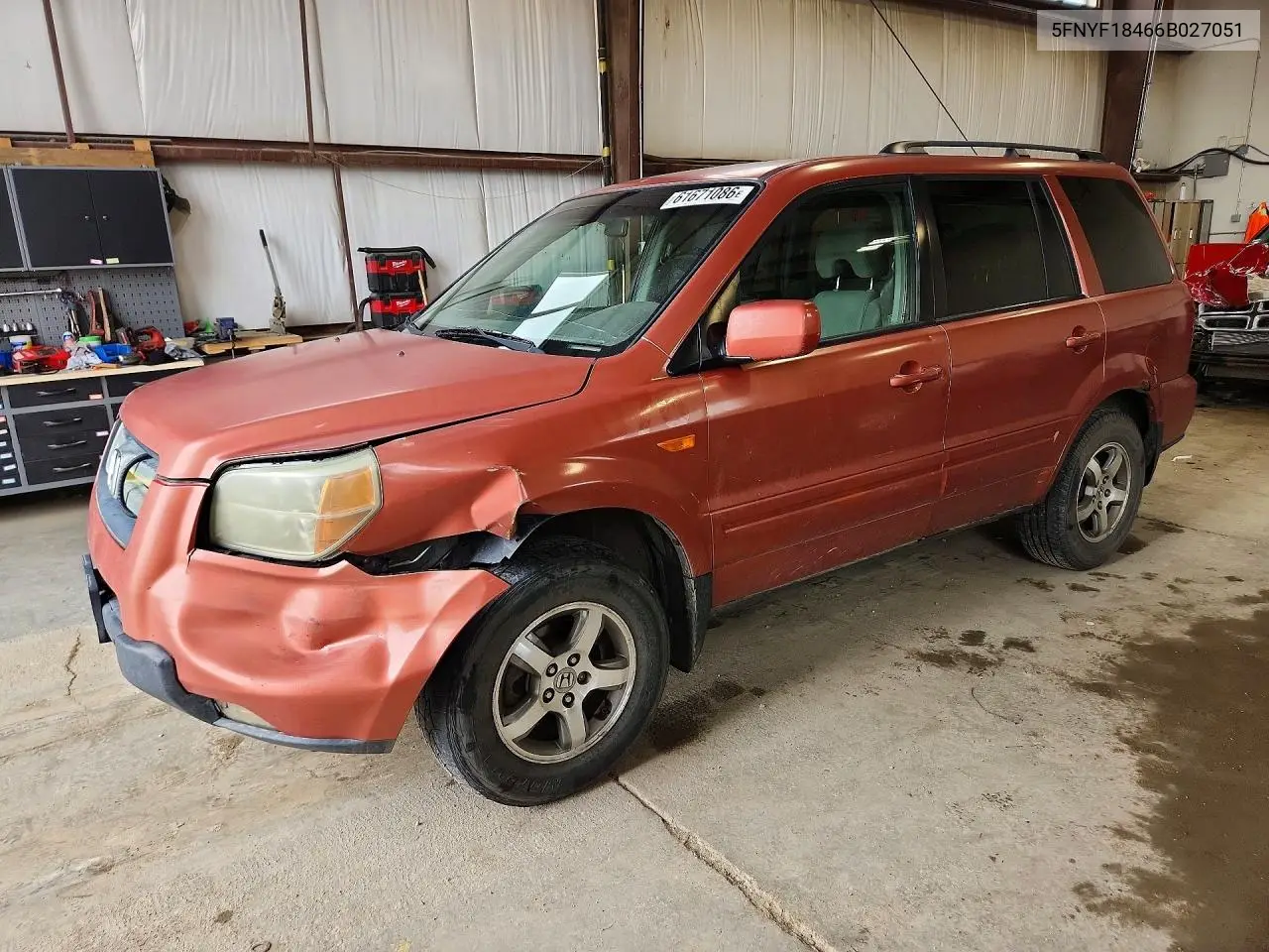 2006 Honda Pilot Ex VIN: 5FNYF18466B027051 Lot: 61671086