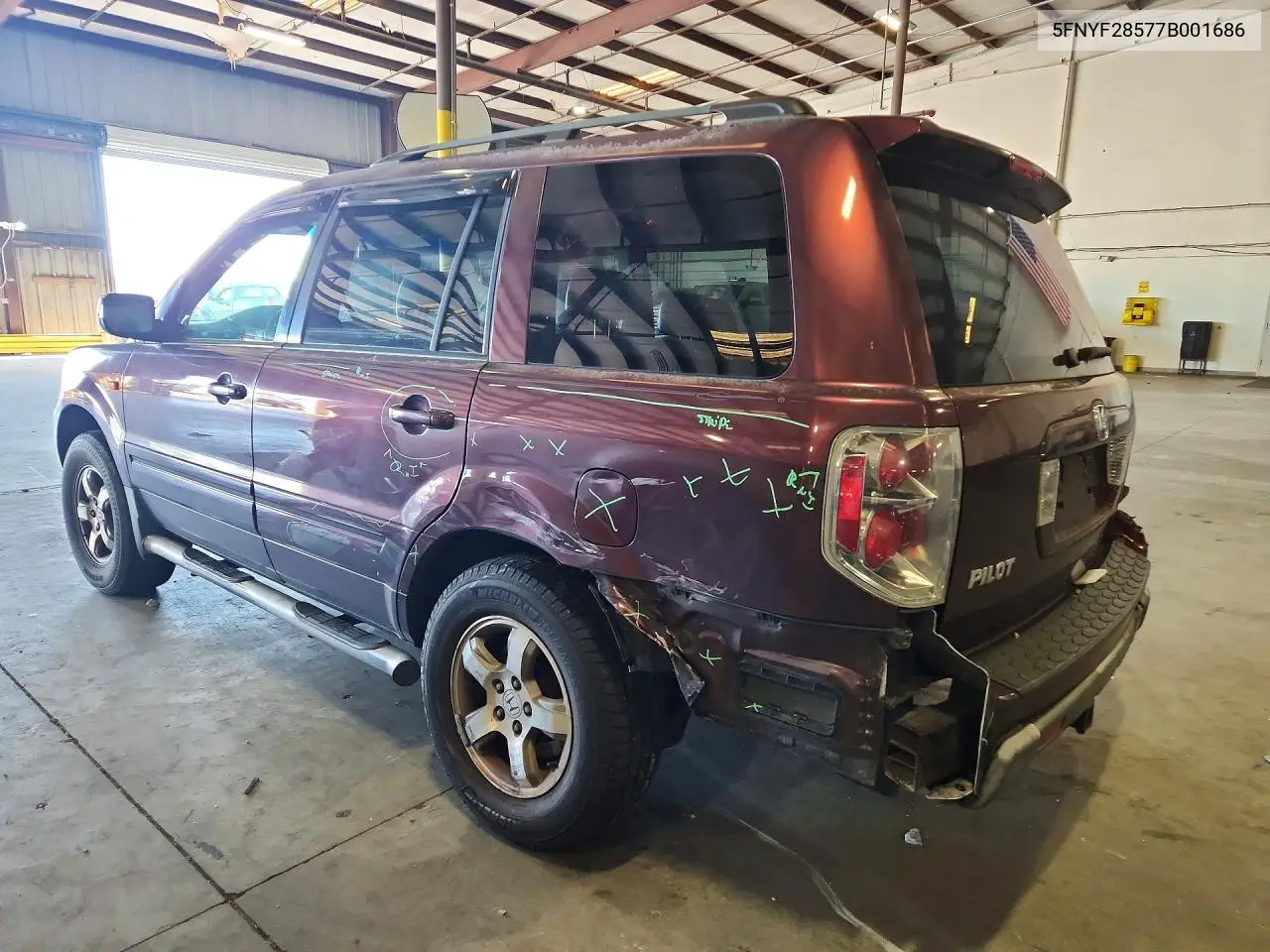 2007 Honda Pilot Exl VIN: 5FNYF28577B001686 Lot: 60931026