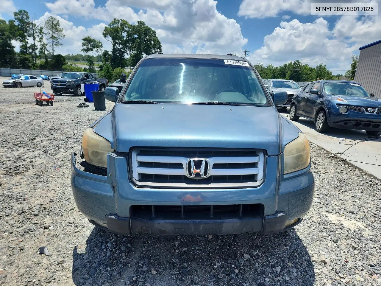 2008 Honda Pilot Exl VIN: 5FNYF28578B017825 Lot: 61339506