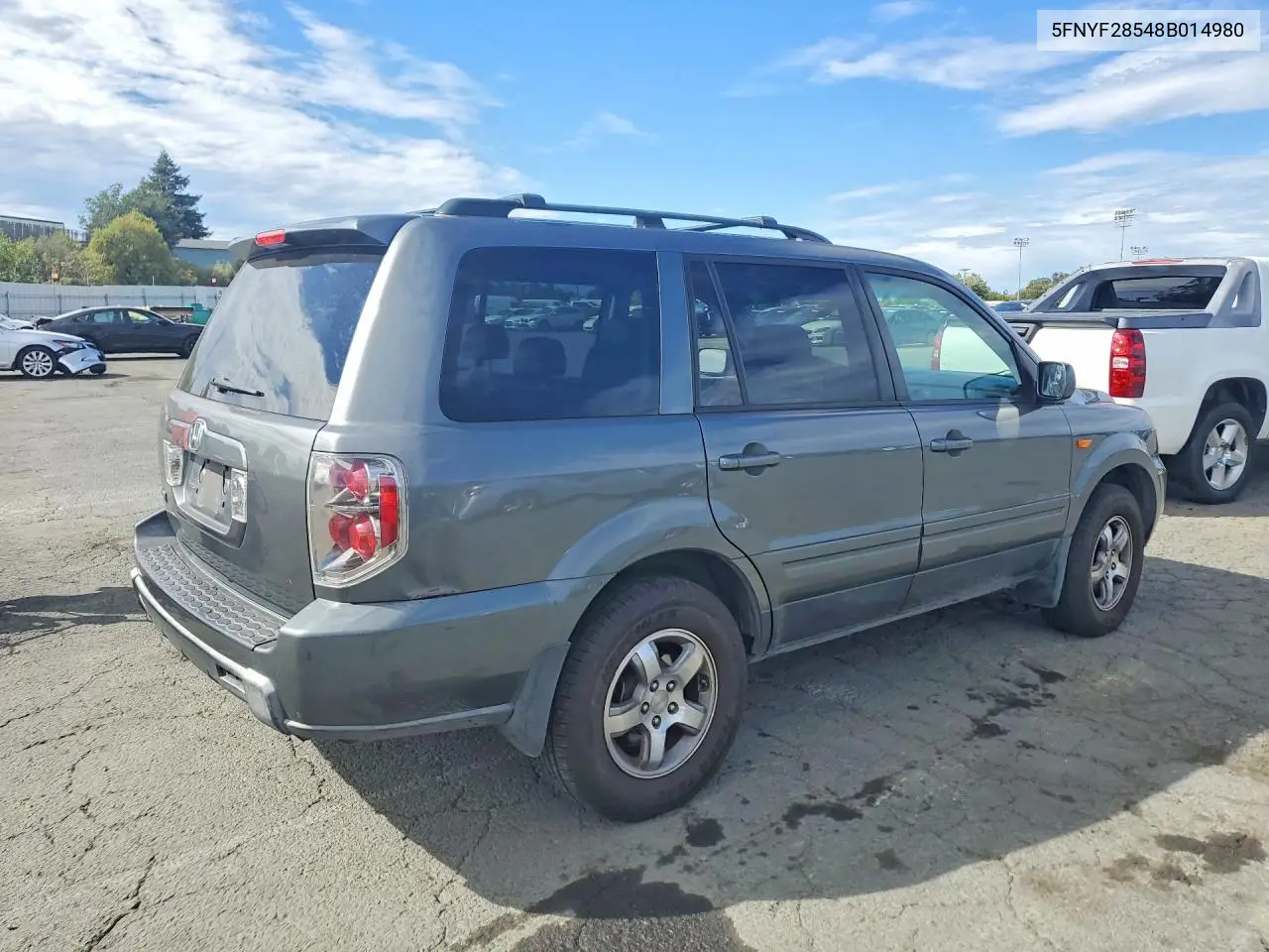 2008 Honda Pilot Ex VIN: 5FNYF28548B014980 Lot: 61762646