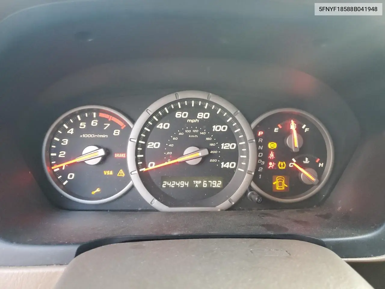 5FNYF18588B041948 2008 Honda Pilot Exl