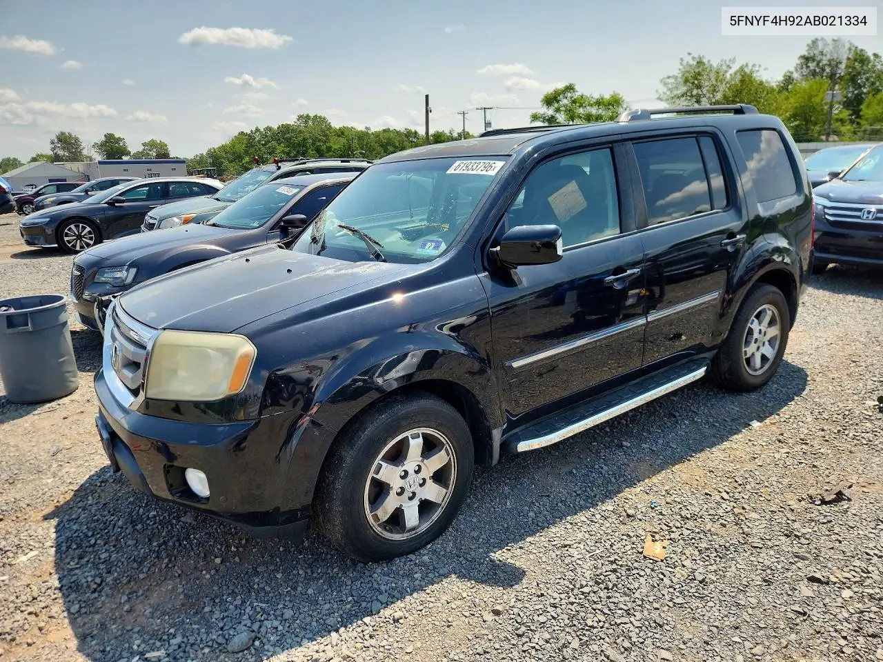 2010 Honda Pilot Touring VIN: 5FNYF4H92AB021334 Lot: 61933796