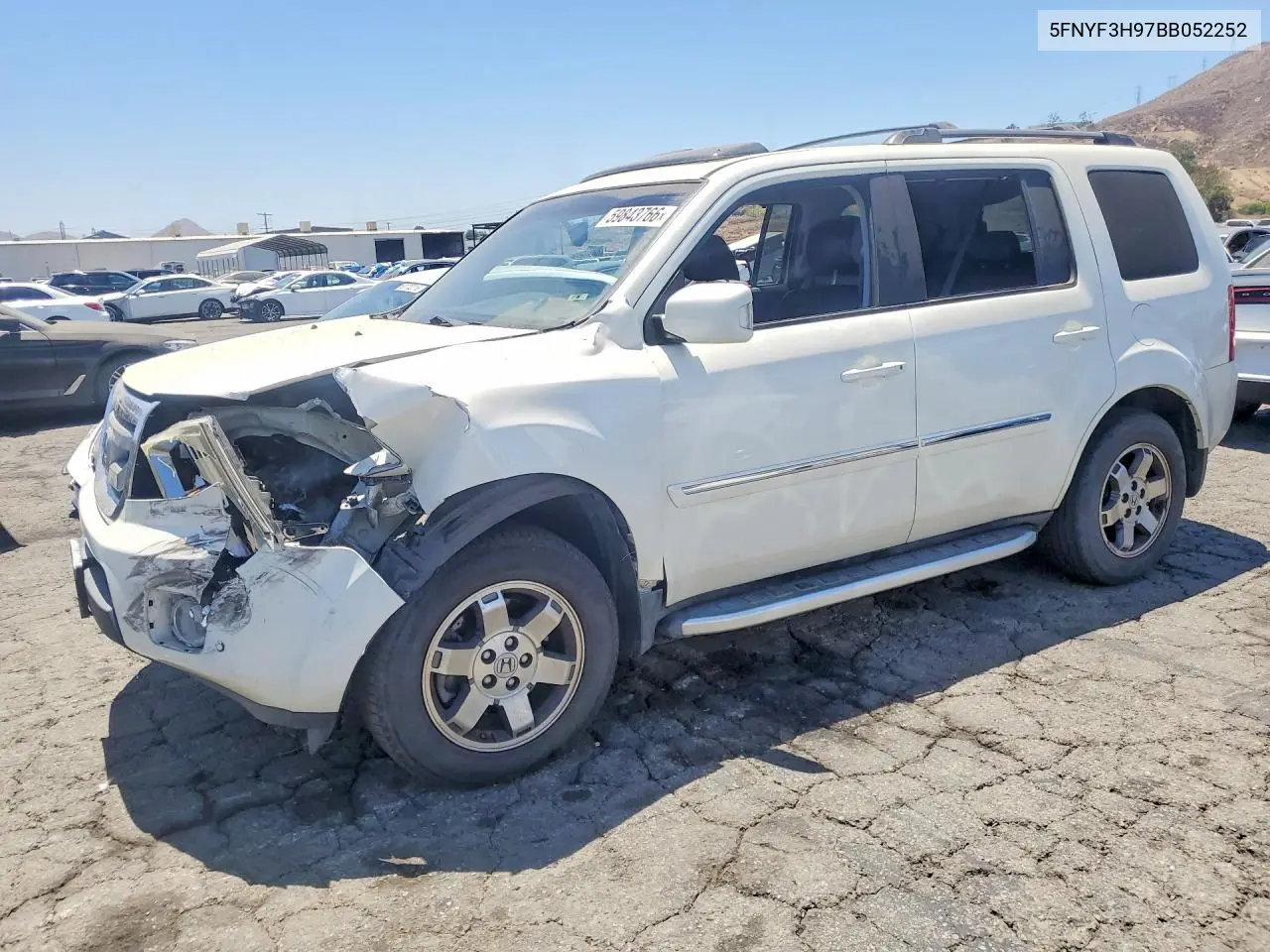 2011 Honda Pilot Touring VIN: 5FNYF3H97BB052252 Lot: 59843766