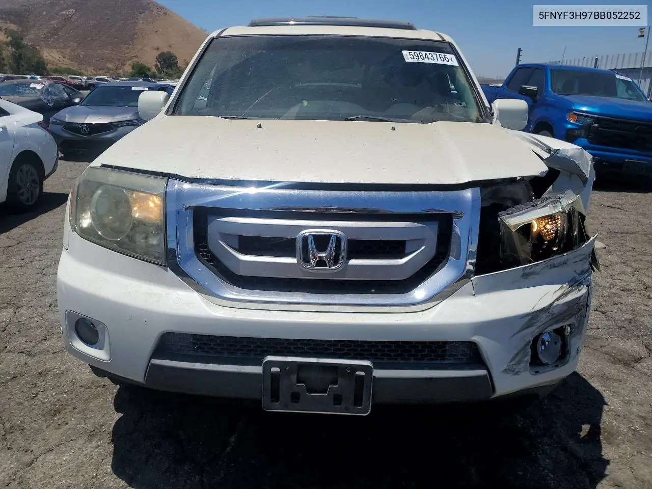 2011 Honda Pilot Touring VIN: 5FNYF3H97BB052252 Lot: 59843766