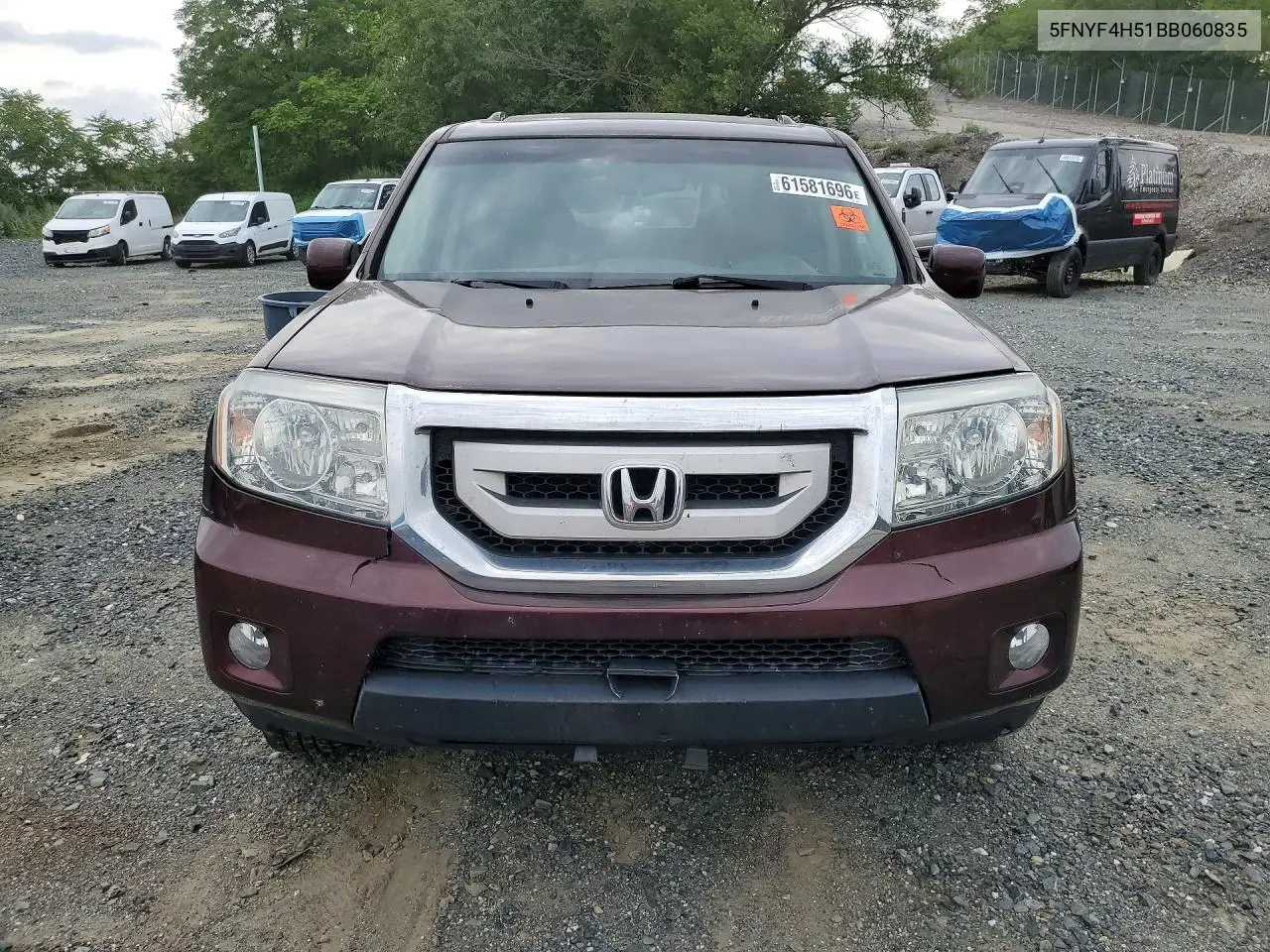 2011 Honda Pilot Exl VIN: 5FNYF4H51BB060835 Lot: 61581696