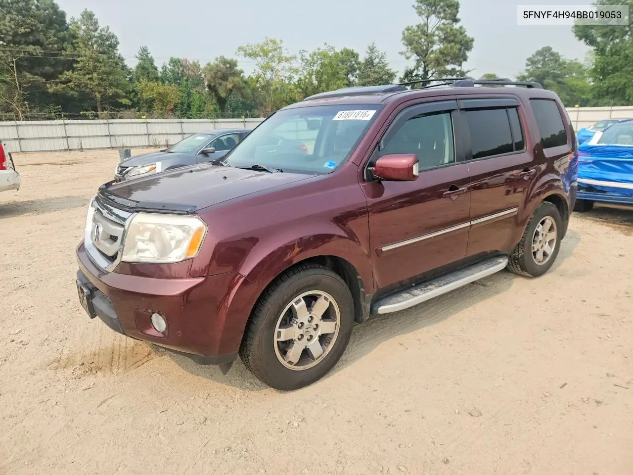 2011 Honda Pilot Touring VIN: 5FNYF4H94BB019053 Lot: 61801816
