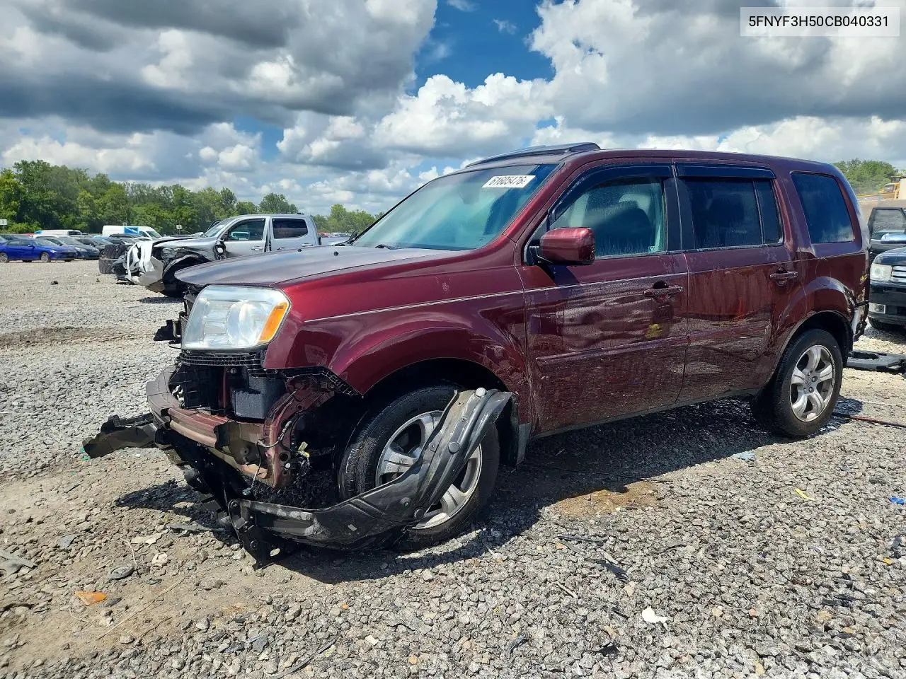 2012 Honda Pilot Exl VIN: 5FNYF3H50CB040331 Lot: 61605476