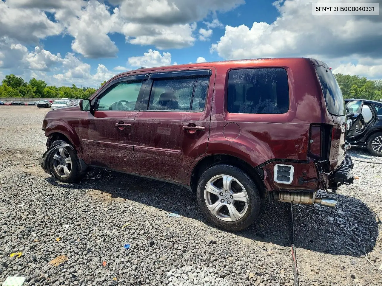 2012 Honda Pilot Exl VIN: 5FNYF3H50CB040331 Lot: 61605476