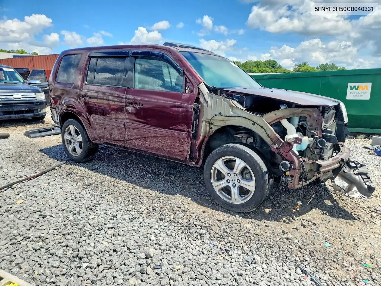 2012 Honda Pilot Exl VIN: 5FNYF3H50CB040331 Lot: 61605476