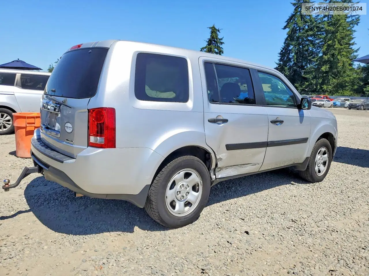 2014 Honda Pilot Lx VIN: 5FNYF4H20EB001074 Lot: 61250786