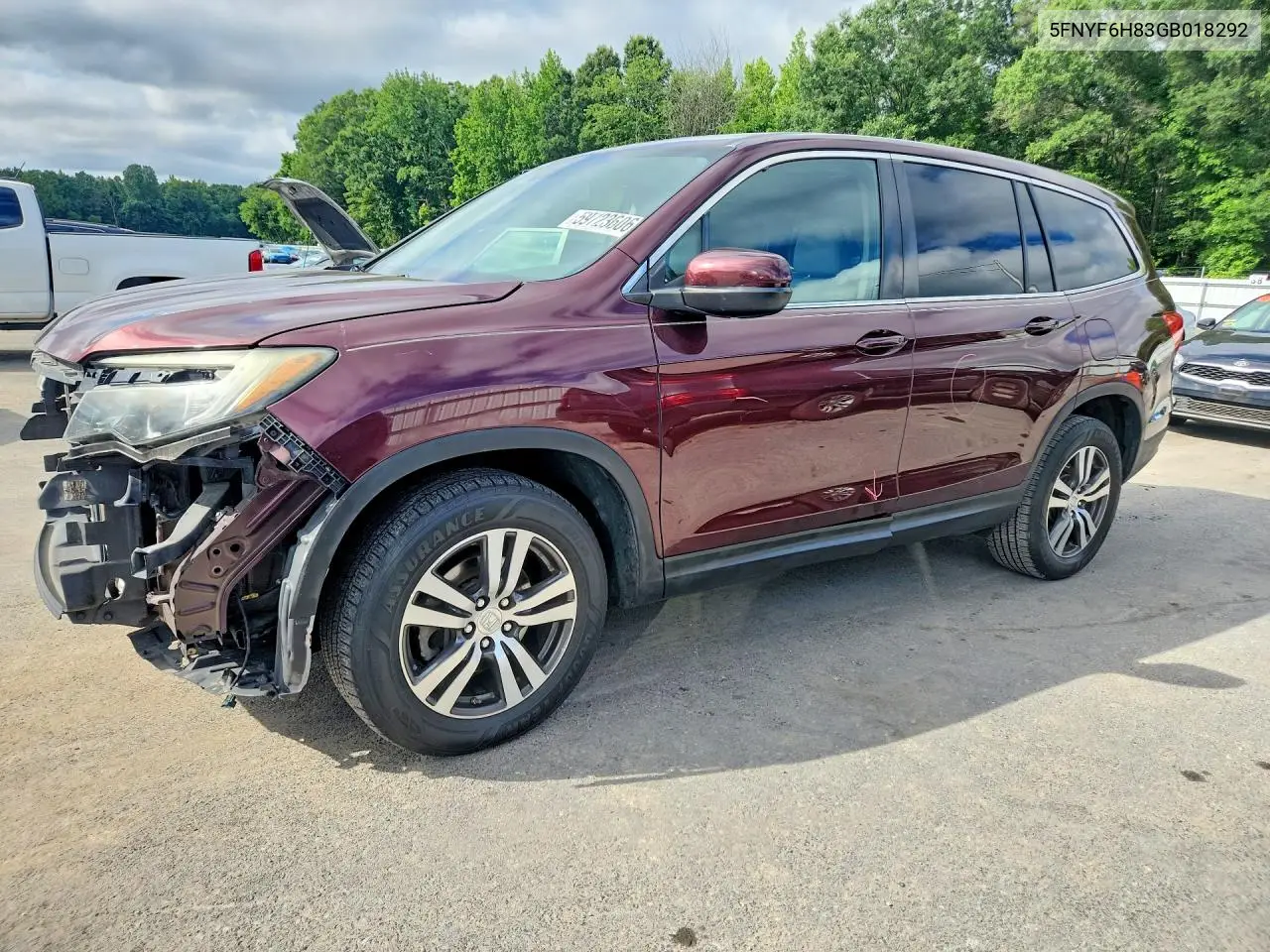 2016 Honda Pilot Exl VIN: 5FNYF6H83GB018292 Lot: 59723606