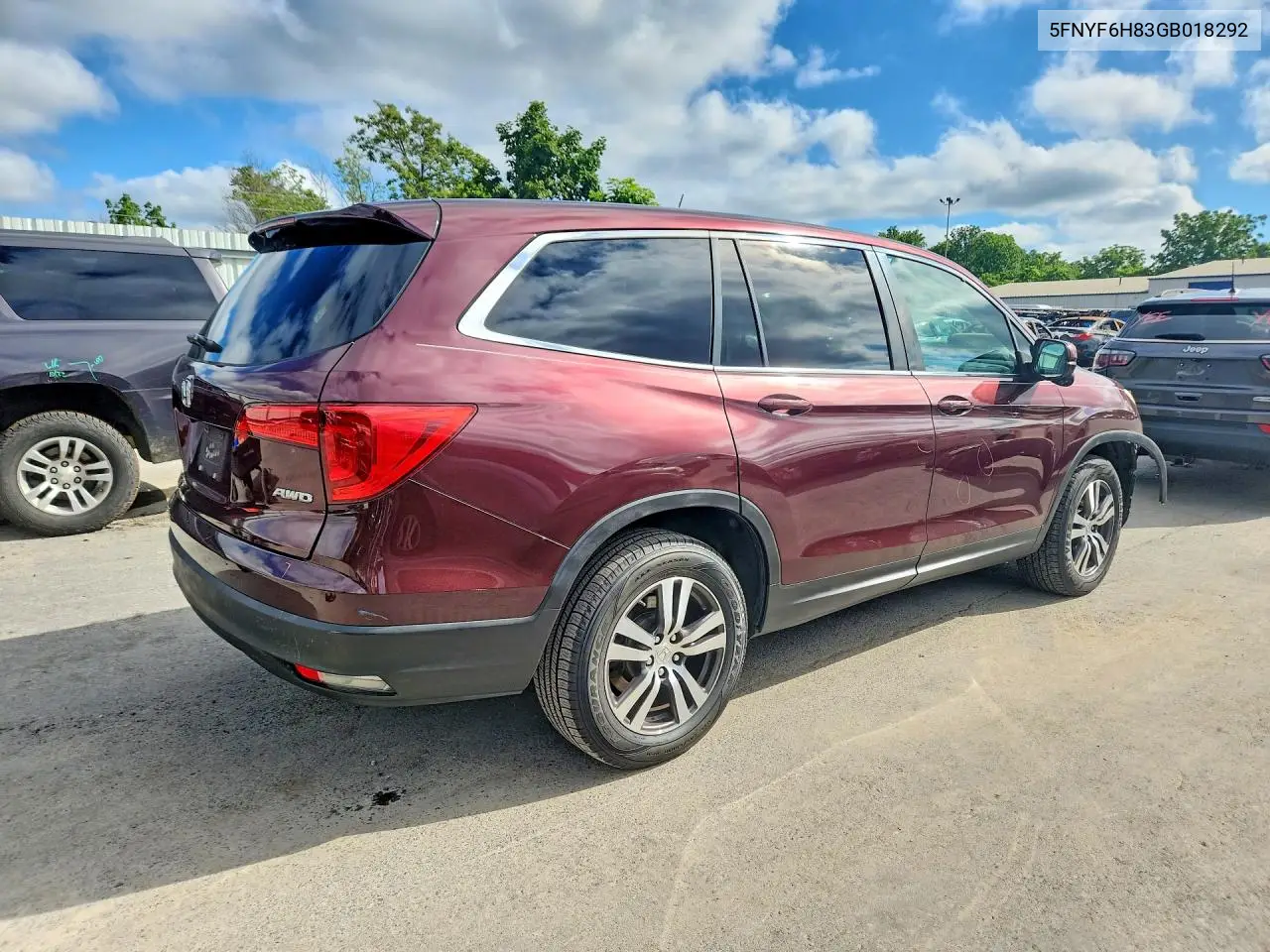 2016 Honda Pilot Exl VIN: 5FNYF6H83GB018292 Lot: 59723606