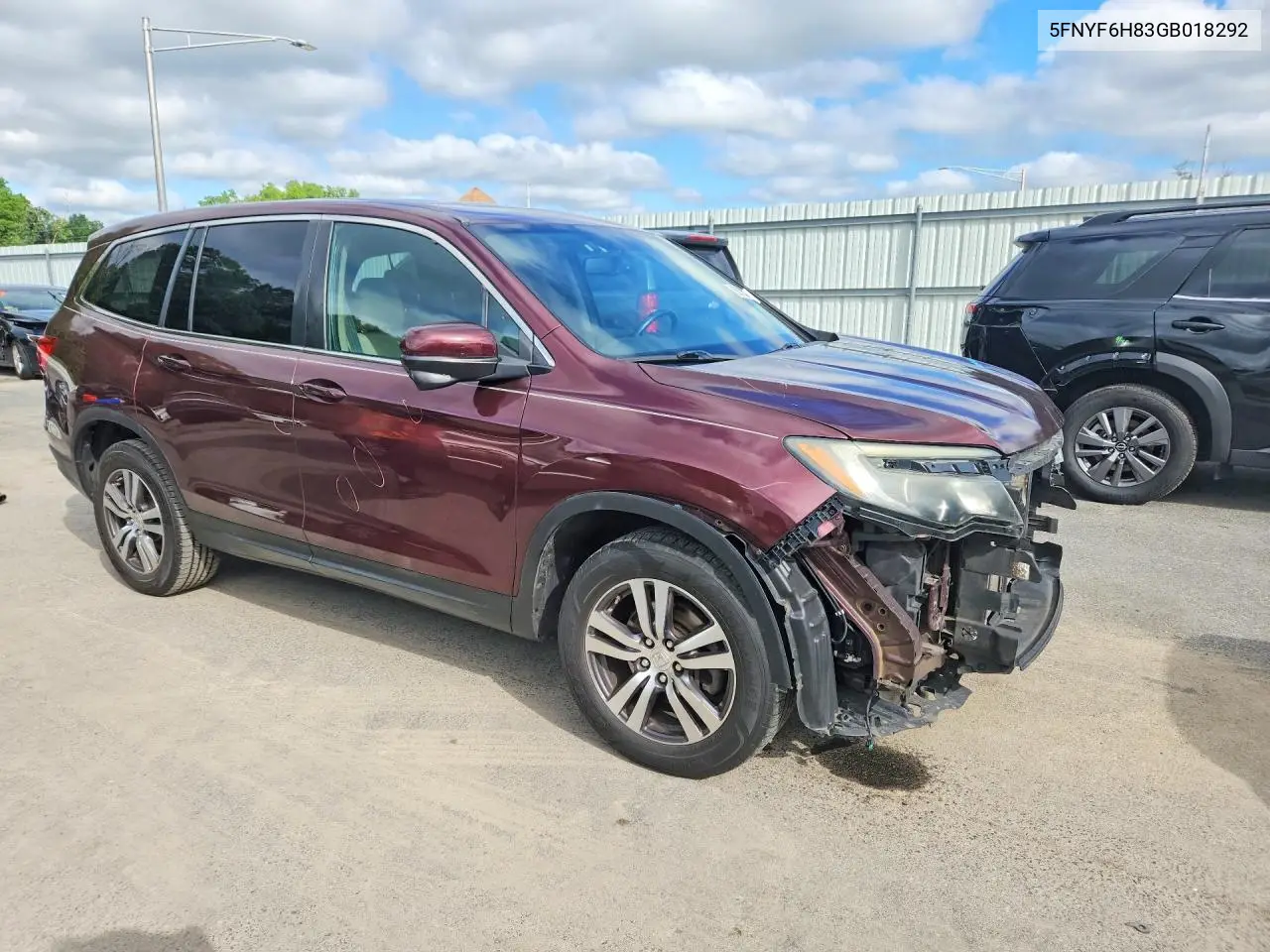 2016 Honda Pilot Exl VIN: 5FNYF6H83GB018292 Lot: 59723606