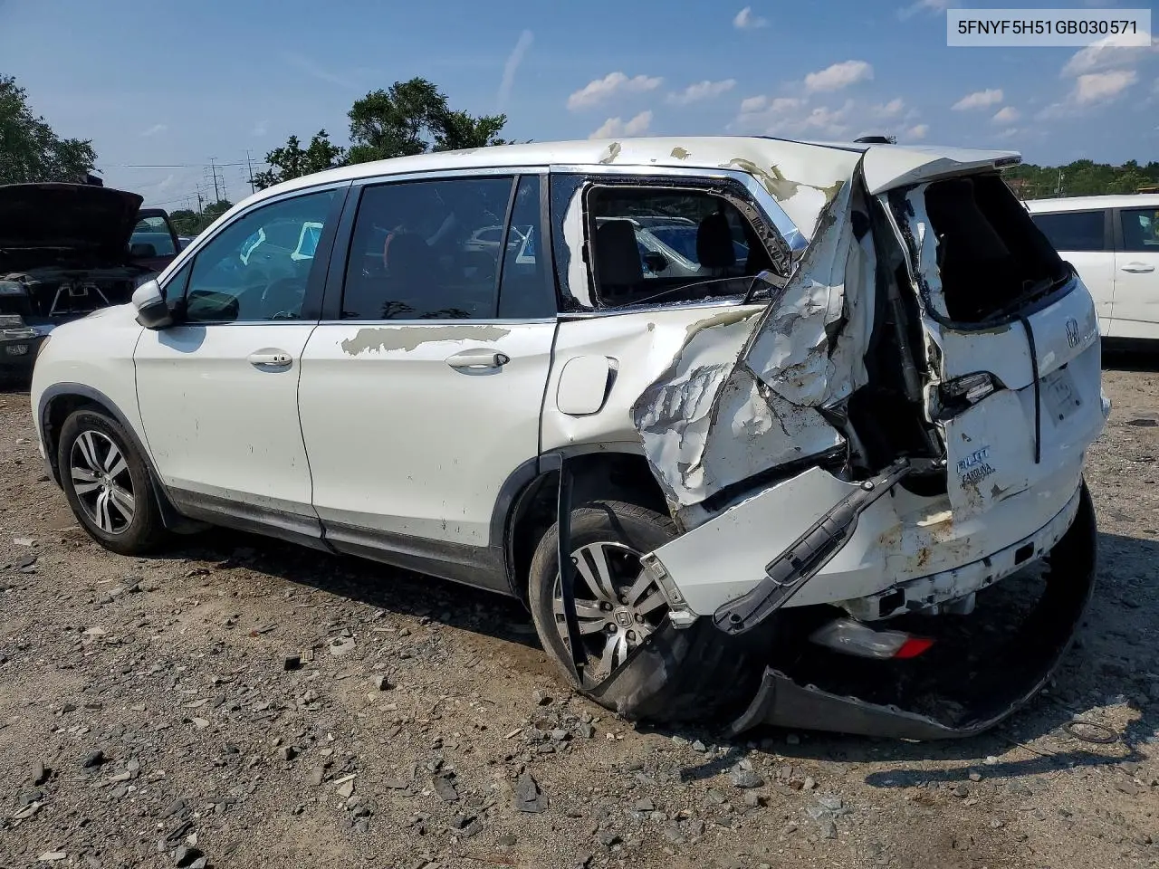 2016 Honda Pilot Exl VIN: 5FNYF5H51GB030571 Lot: 61918066
