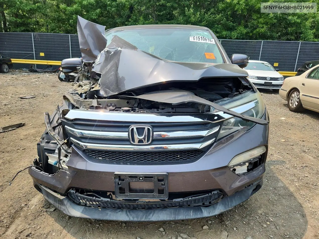 2017 Honda Pilot Ex VIN: 5FNYF6H38HB021999 Lot: 61510616