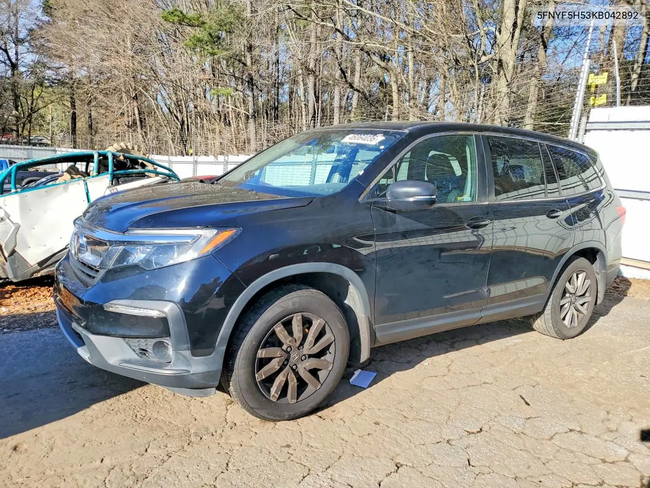2019 Honda Pilot Exl VIN: 5FNYF5H53KB042892 Lot: 46064036