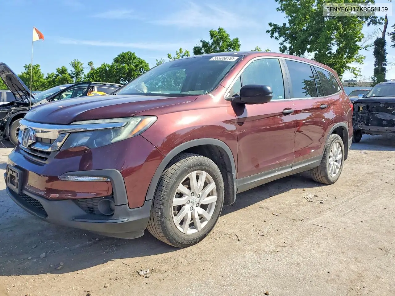 2019 Honda Pilot Lx VIN: 5FNYF6H17KB051159 Lot: 56586076