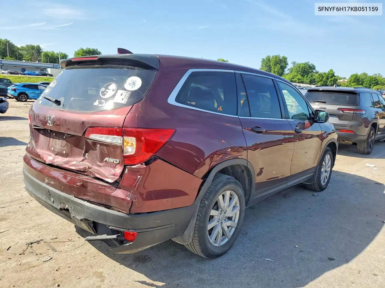 2019 Honda Pilot Lx VIN: 5FNYF6H17KB051159 Lot: 56586076