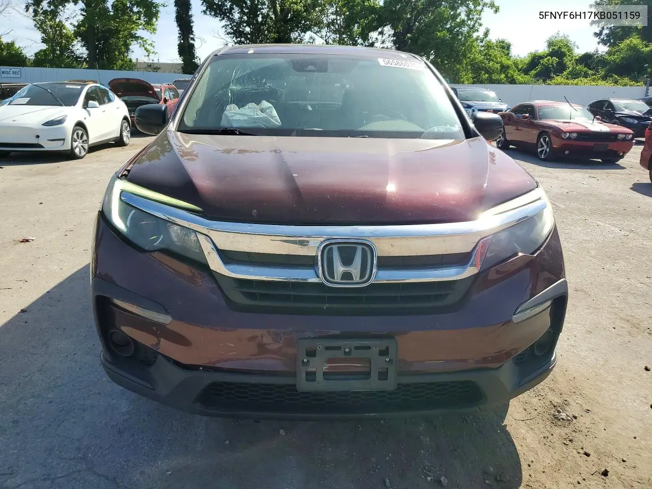 2019 Honda Pilot Lx VIN: 5FNYF6H17KB051159 Lot: 56586076